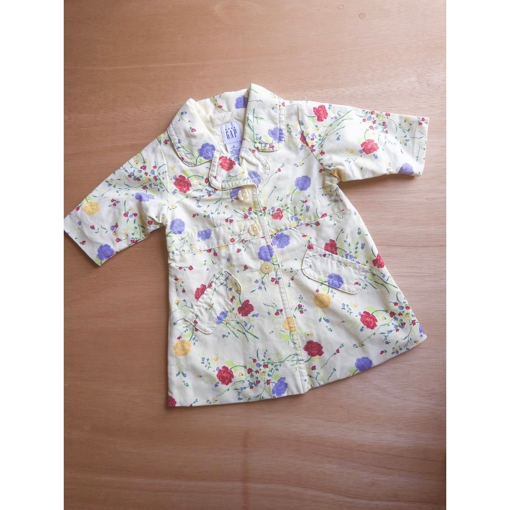 Baby Gap y2k Floral‎ Print Short Sleeve Button Up Jacket Coat 3-6 Months